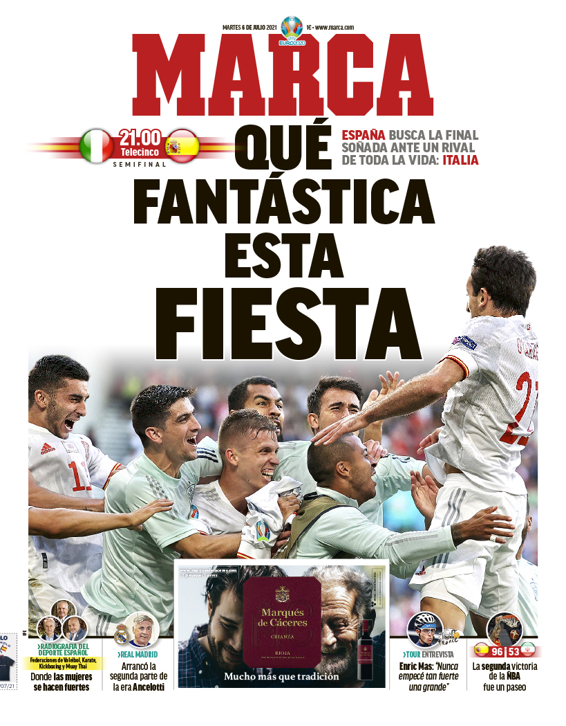 #LaPortada 🗞️ Qué fantástica esta fiesta 🇮🇹🇪🇸