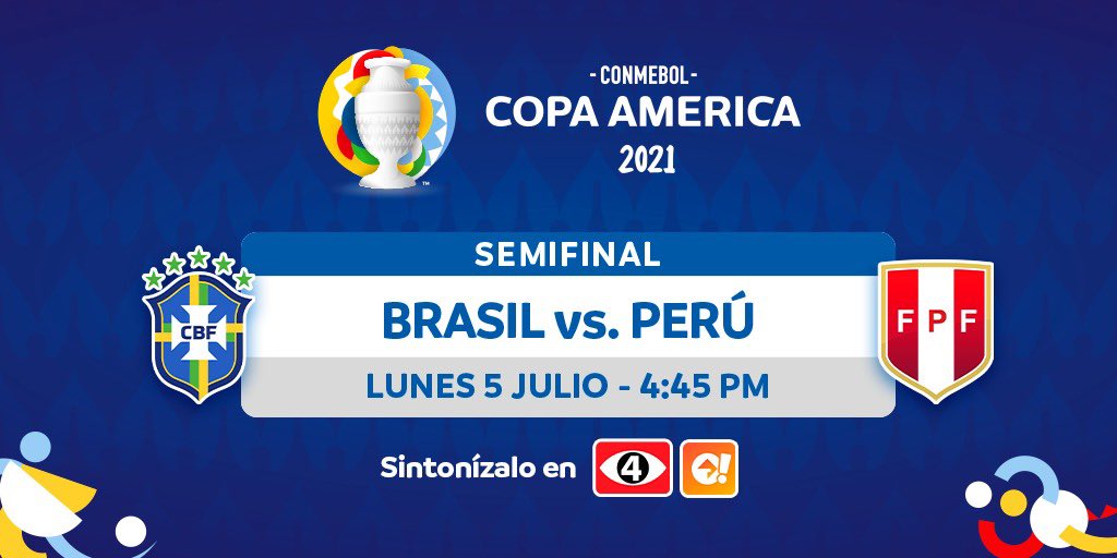 Canal4TCS's tweet photo. 🏆COPA AMÉRICA POR CANAL 4 📺
🇧🇷 #Brasil y #Perú 🇵🇪 se enfrentan por las semifinales de Copa America 2021 en busca de un boleto a la gran final.
#CopaAmericaXel4 📺 #BRAvsPER #Semifinales
¡No te lo pierdas!👇🏼
🛑EN VIVO🛑
Canal4📺TCSGo📲
#TradiciónEnDeportes🥇 https://t.co/YTp2fPIgL8