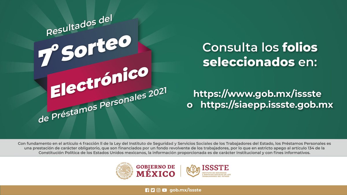 PrestamoIssste's tweet image. Es hoy, ¡es hoy! 😎🍀
Ya están aquí los resultados del 7.° Sorteo de #PréstamosPersonales.
Conócelos entrando a:
🔗 bit.ly/3dNQLj9
#PorTuBienestar #ISSSTEContigo #ISSSTEServicios