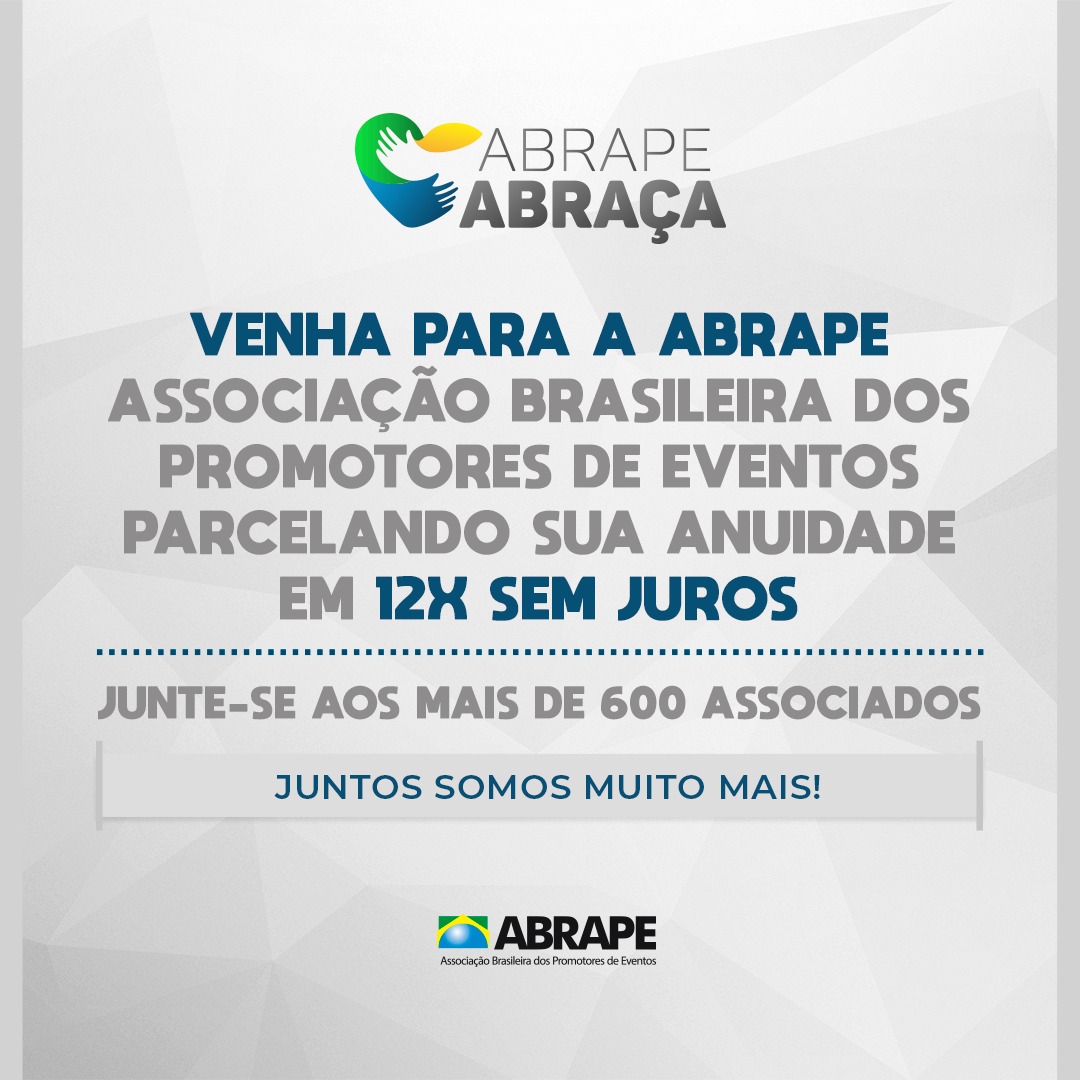 AbrapeOficial's tweet photo. 🟢🔵🟡 Seja um associado ABRAPE!
Abrape Abraça | 12x no cartão de crédito, sem juros.
+ de 600 associados em união pelo setor de eventos.
Acesse https://t.co/yTnALeT6C8
#ABRAPE https://t.co/AdSFxMUAfQ