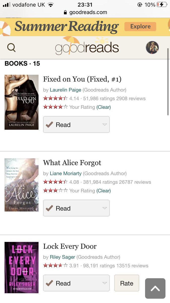 Victoria02109's tweet photo. Late to party this month suffering from covid n all but these are my 3 reads this month bring me to 15/21. I found both lock every door and what Alice forgot really long reads than took me forever to get into. On the other hand fixed on you was a super easy read. https://t.co/DQUZL6DoME