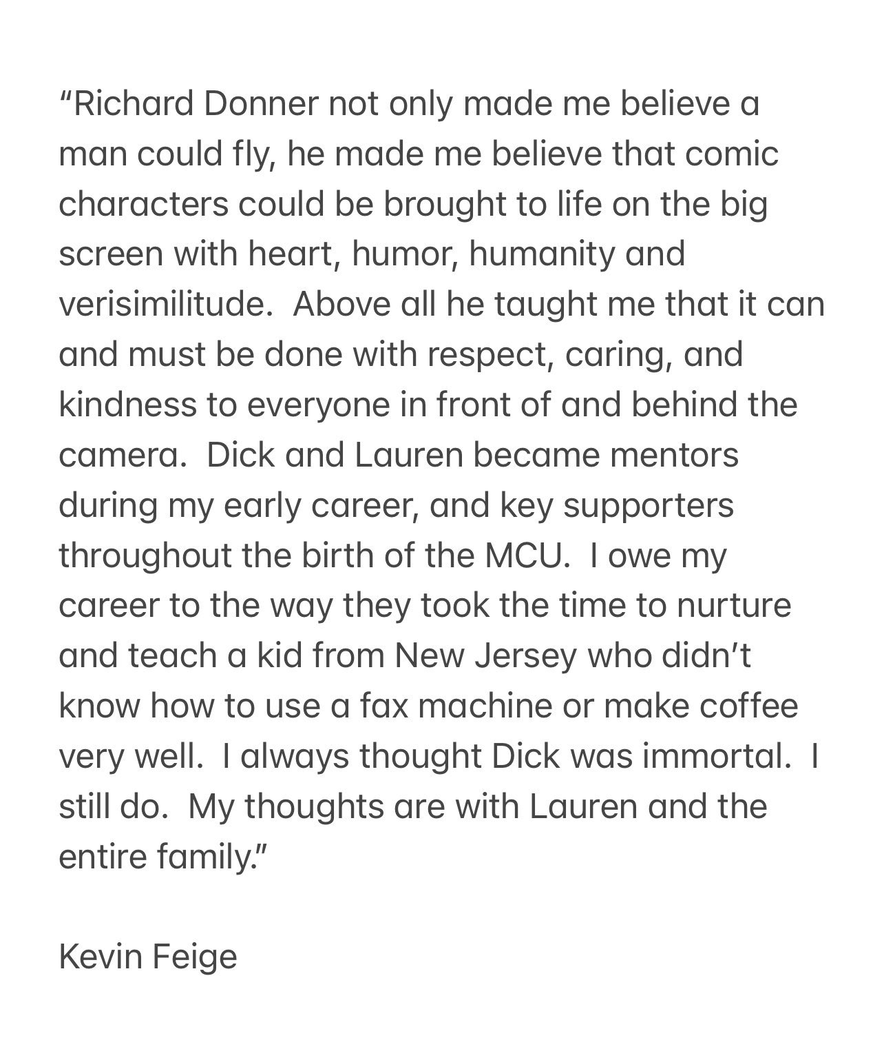 Kevin Feige on Richard Donner