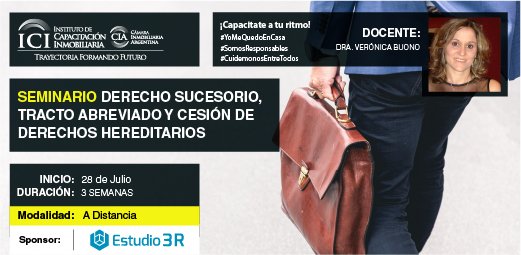 FediFundacion's tweet photo. Los invitamos a formar parte del Seminario
"Derecho Sucesorio, Tracto Abreviado y Cesión de Derechos"
*Fecha de Inicio: 28 de Julio 2021
*Bonificación del 20% Para Socios y Egresados de la Camara Inmobiliaria Argentina
*Link 👇🏻👇🏻
https://t.co/rlgImijRQr
#derecho #decechosucetorio https://t.co/RaoQt4ZDcl