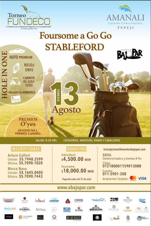 ParBajo's tweet photo. Gran torneo en un gran campo β³οΈποΈββοΈποΈποΈββοΈ
Viernes 13 de Agosto en Club de Golf Amanali
#eventosbajopar #amanali #oris #fundacion #Ayuda #golf #Torneos #haciendaSoltepec #ventanasdesanmiguel #EZGO #volvix https://t.co/2y2sh0s7eW