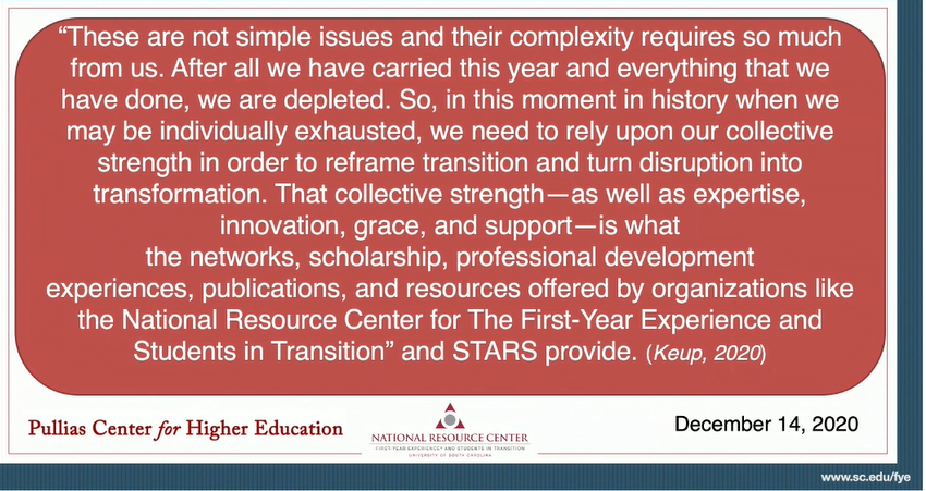 A very appropriate and poignant slide to conclude the #UNISTARS keynote from <a href="/jrkeup/">Jennifer Keup</a> A really great presentation. #highered <a href="/UniSTARSConf/">UniSTARS</a>