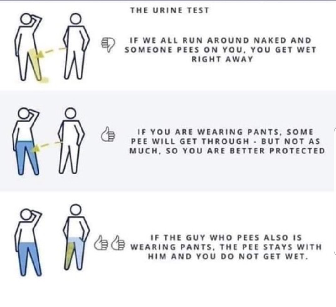 Giles_Jefferson's tweet photo. @daveroof1 @sbattrawden @NHSMillion @GMB In this example piss is covid and clothing is masks https://t.co/W7XgsGgEnK