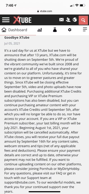 Xtube is closing. After 12 years and millions of views later of my own videos, this marks the end of<a href="/tag/rip"class="tags"><span>#rip</span></a><a href="/tag/xtube"class="tags"><span>#xtube</span></a>
