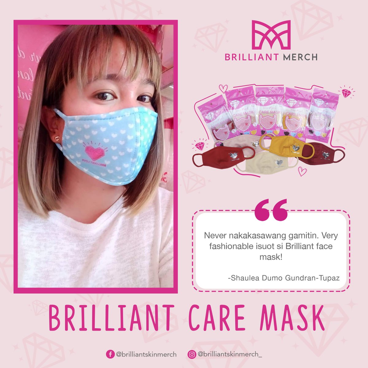 Hindi lang breathable at comfy si Brilliant Care Mask, 😍 siguradong safe ka dahil may extra pocket filter pa itong double protection from viruses. 🥰 Bongga diba? 💖✨ 

#BrilliantMerch 🛍
#TatakBrilliant 💎
#MasMakinangNa2021 ✨