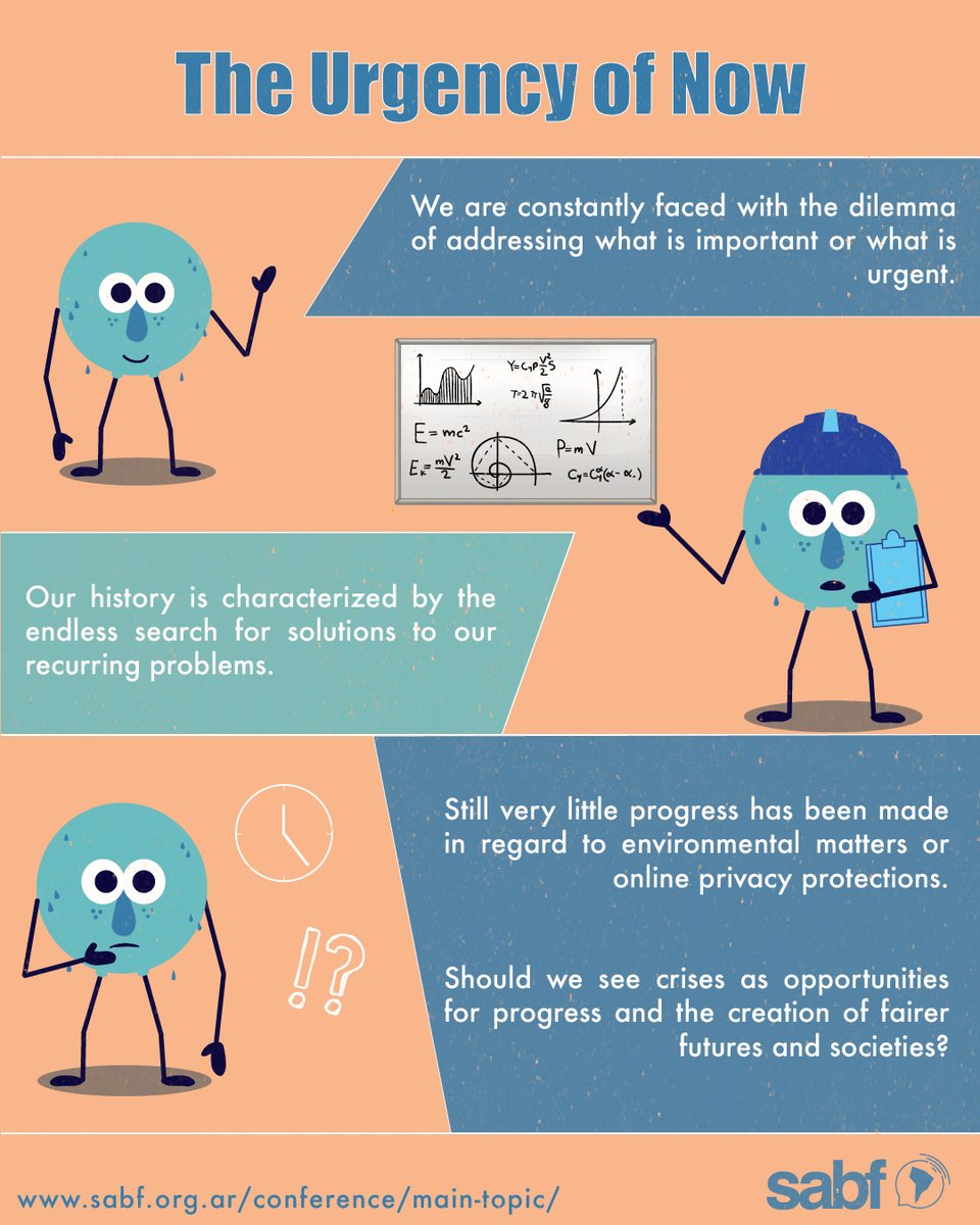 ⚙️ Do you think that the need to address the urgent matter of the hour diverts our attention from issues that are important but perhaps not quite urgent?

⭐️️ If you want to know more about one of this’s year subtopics, visit sabf.org.ar