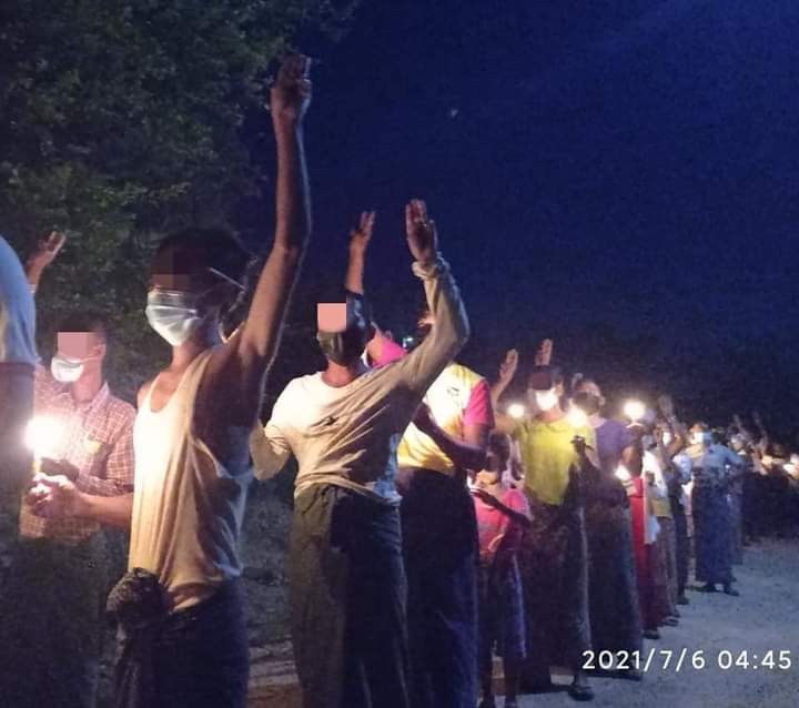 Powerful Dawn Strike in #MyaingTsp,against the military dictatorship in july 6.
#July6Coup 
#WhatsHappeningInMyanmar