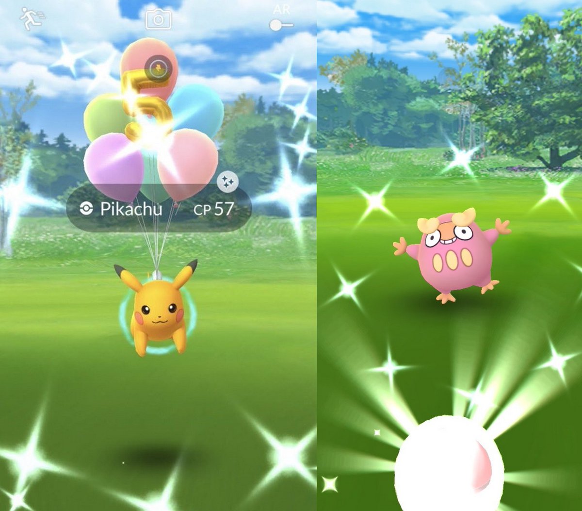 Shiny Pikachu (flying) (green) 