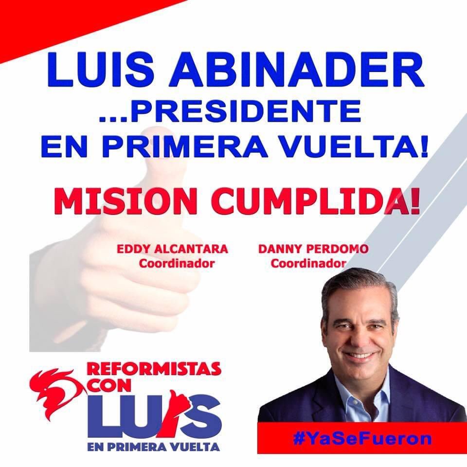 ReformConLuis's tweet photo. #Tbt
El soberano hablo! #LuisAbinaderPresidente. Gracias al apoyo brindado, por todos y cada uno de los reformistas del pais, que junto a nosotros, ayudamos a ser posible un nuevo renacer del pais. #YaSeFueron #ReformistasConLuis #EnPrimeraVuelta #SeFueron https://t.co/DEAlyxOLoC