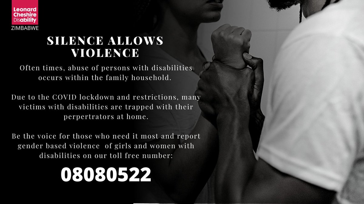 Many gender based violence victims with #disabilities  are locked down at home with their perpetrators. This makes it hard for them to report their abuse without the help of others. 
Help us fight #GBV against persons with disabilities by reporting on our toll free number.