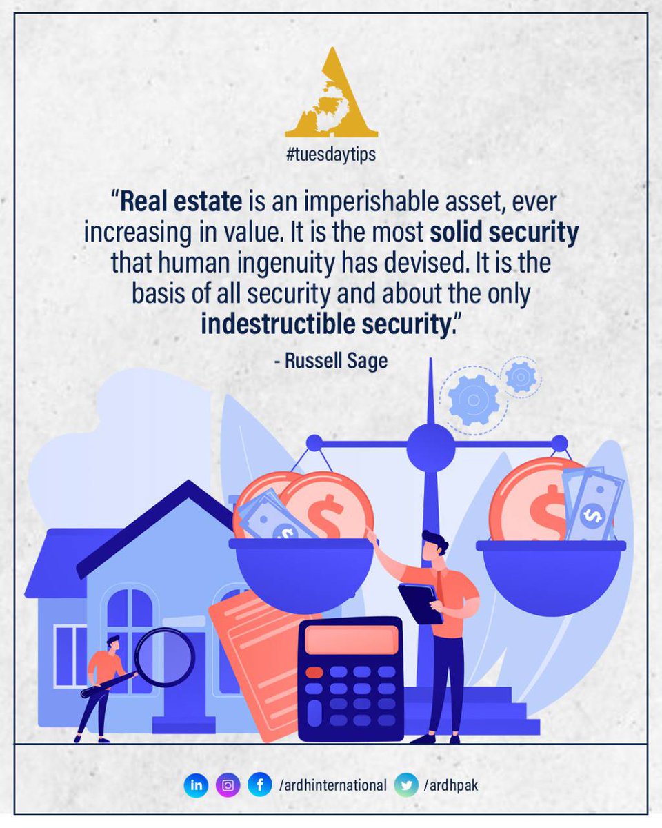 ardhpak's tweet photo. Real Estate is a sector you can put your trust in. No matter what, you'll always get something in return.

#tuesdaymotivation #tuesdaytips #tuesdaytips #quotes #motivation #realestate #ardhinternational https://t.co/dUhm9yWVcl