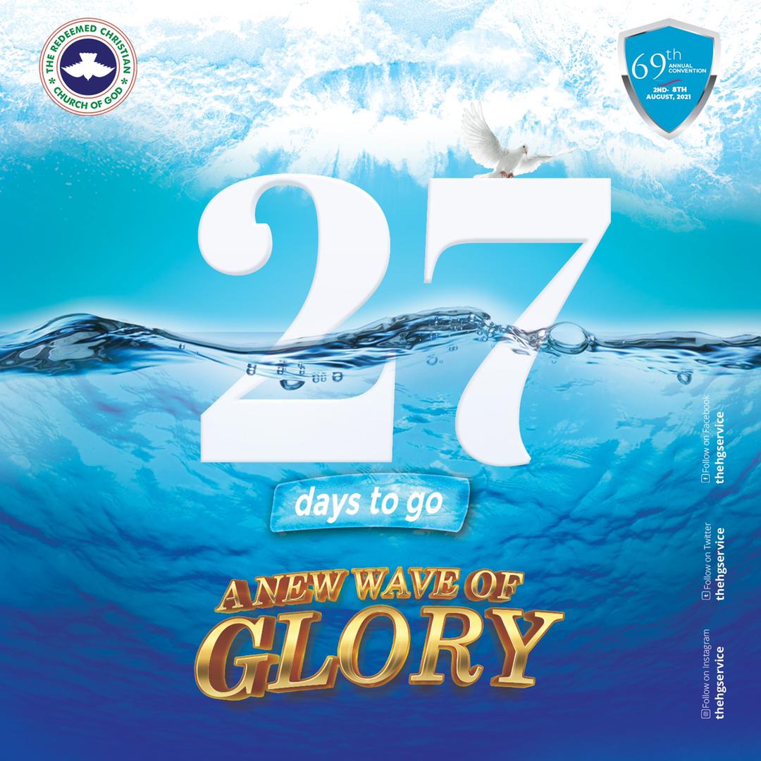 TheHGService's tweet photo. It’s 27 days to go.
We are certain that you are excited about this.
God is about to turn everything around for your good.
Be expectant!

#ANewWaveofGlory #RCCGConvention https://t.co/I3rLstD82p