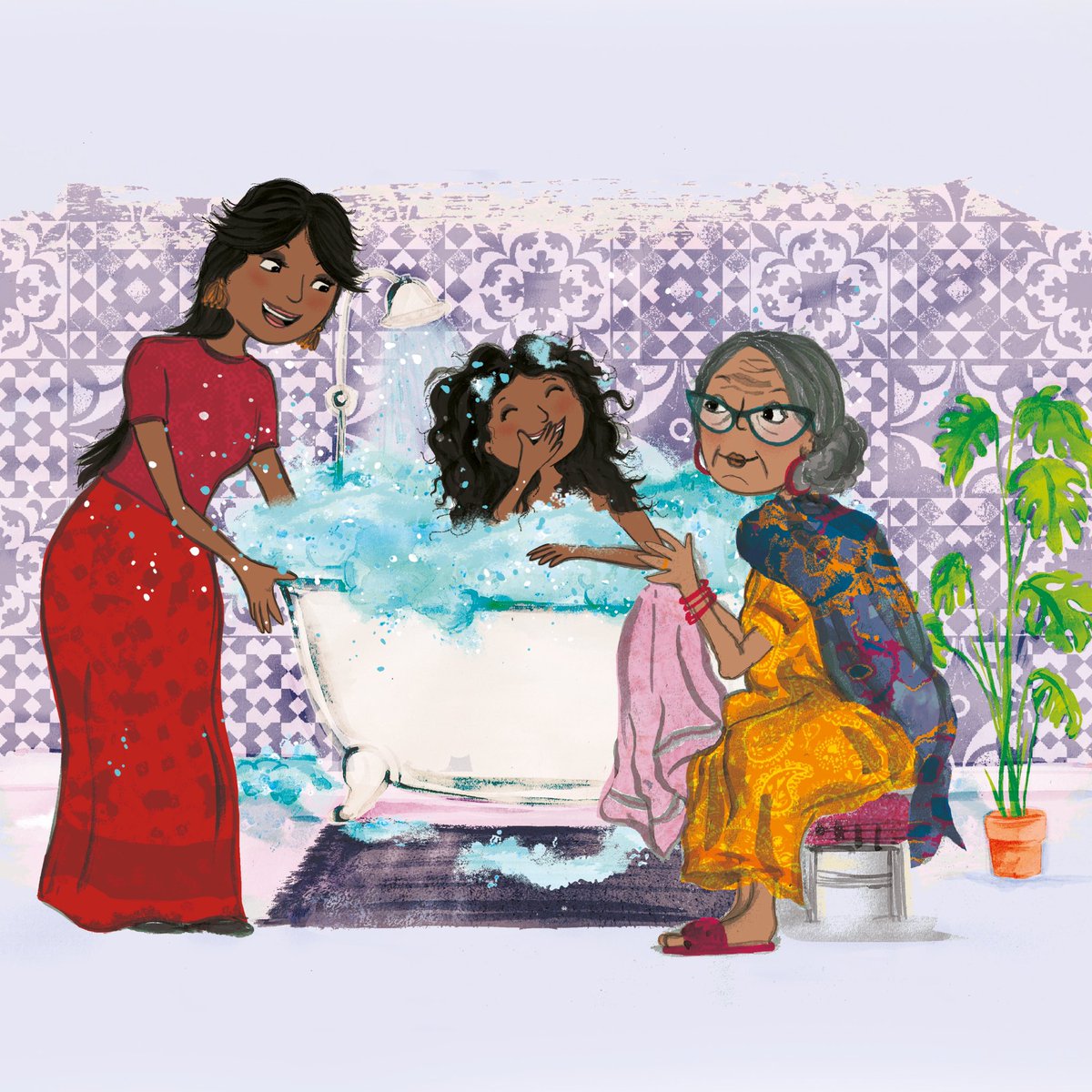 #BookIllustrationOfTheDay is by @michaelahayes22 for “Sunflower Sisters” published by @OwletPress and written by Monika Singh Gangotra, PUBLISHED TODAY! Congrats to all, on a beautiful, warm, tender book, exploring colourism & the bond between women. It’s glowingly illustrated.