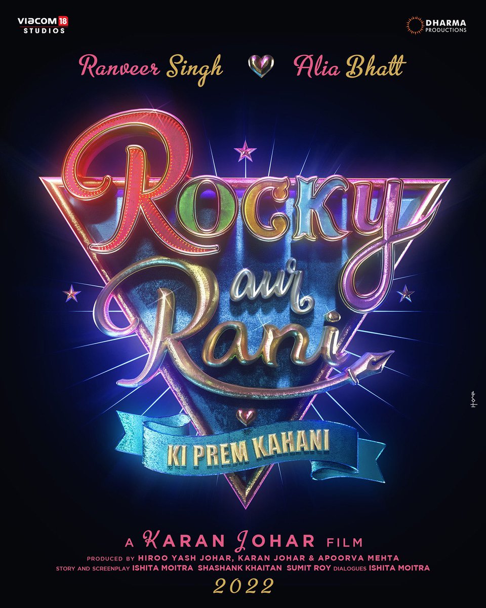 First Poster of #RockyAurRaniKiPremKahani 

Starting #RanveerSingh and #AliaBhatt 

Release in 2022

Directed by #KaranJohar

Written by #IshitaMoitra, #ShashankKhaitan & #SumitRoy.