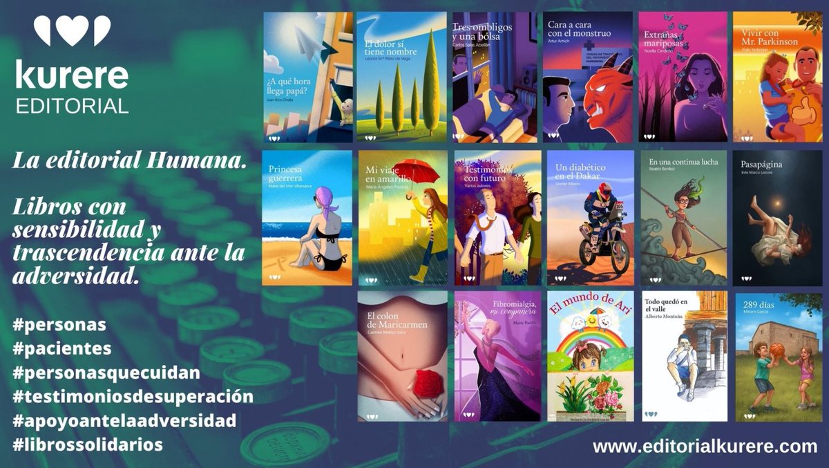 Una iniciativa que nace desde Asociación #Kurere
#EditorialKurere #social #solidaria #humana #personas #pacientes #personasquecuidan
#lectura
#empatía  
#cultura 
#solidaridad
#salud
#esperanza
#experiencia
#apoyoemocional
#vivencias
#sentimientos
editorialkurere.com