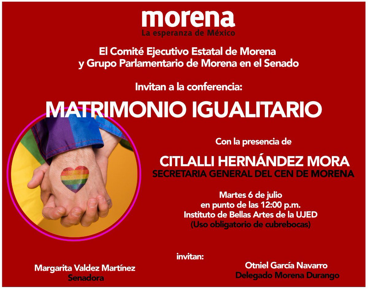 Muy bien por <a href="/CitlaHM/">Citlalli Hernández Mora</a>  <a href="/SenadoraV/">Senadora Margarita Valdez</a>  y <a href="/otnielgarcia/">Otniel García Navarro</a> por hacer incidencia en un tema que urge <a href="/CongresoDurango/">Congreso Durango</a>  ya llevarse al pleno para su votación, nos vemos ahí mañana.