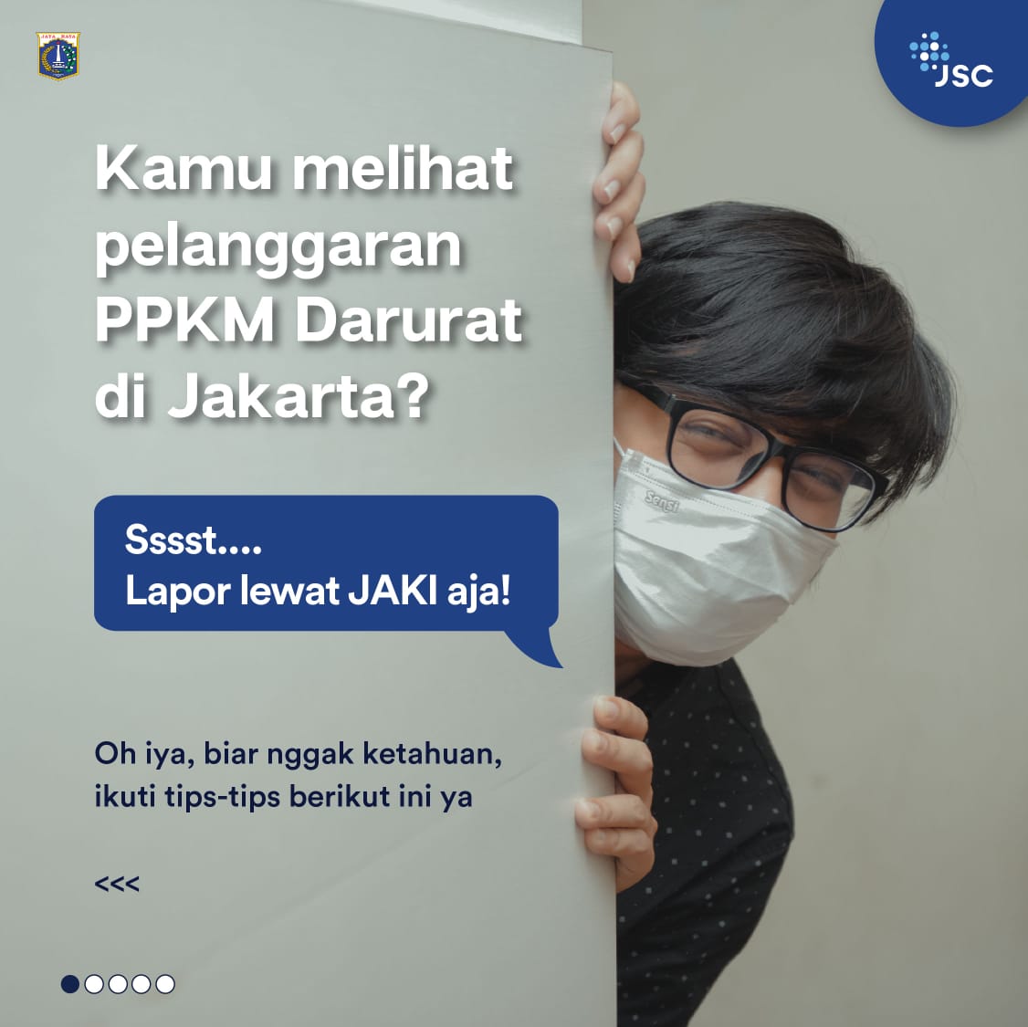 DKIJakarta's tweet photo. Kapan lagi jadi “agen rahasia” yang bisa menyelamatkan hidup banyak orang? 

Teman-teman, kalau di kantormu masih ada yang belum menerapkan peraturan PPKM, kamu bisa lapor lewat aplikasi JAKI. 

#JakartaSmartCity #ppkmjakarta #kotakolaborasi #JAKI #JakartaBangkit https://t.co/41XHSpJdvs