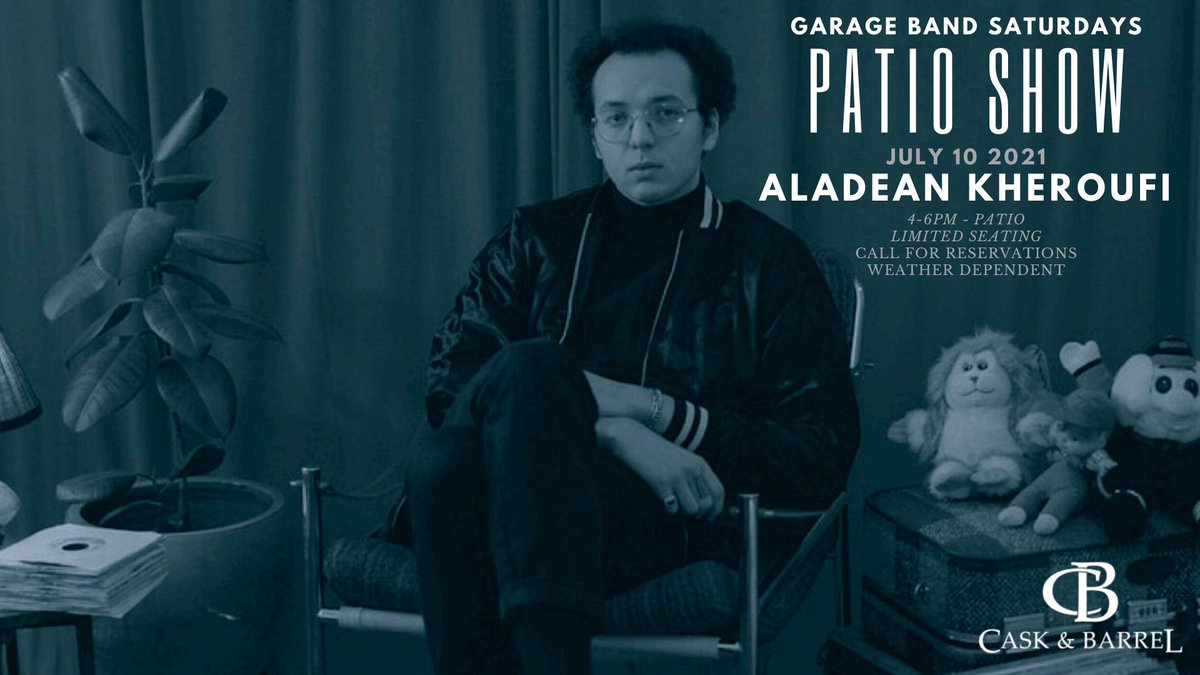 This Saturday it’s the soulful sounds of <a href="/aladeankheroufi/">Aladean Kheroufi / CHEB KERO</a> on the patio or inside. Either way - free to attend and fun too. 
Promise.