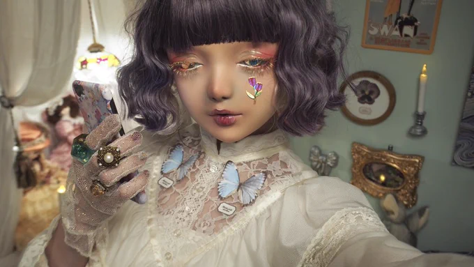 カワイイカルト高円寺店が完成したらドール面メイクアップのワークショップも開催予定ですのでね…。ドールマスクメイクアップで世界行ってるわたしから直接教われる機会、あまりにすばらしいことと思いますよ(謙遜しない) #ギャル園準備中 #ドール面 #ドールマスク #dollmask 