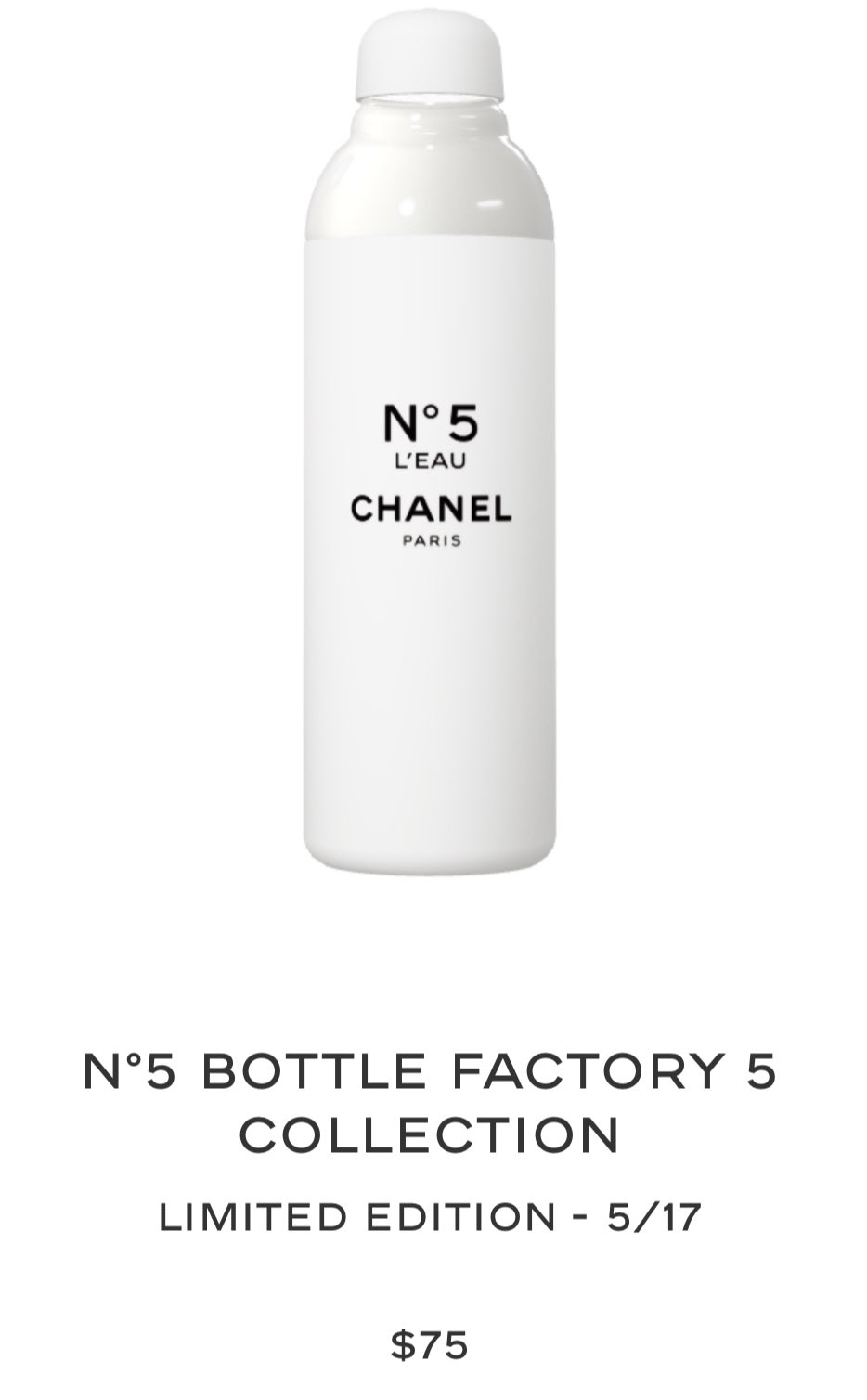 RC on X: Last week, everyone in RC was told to purchase these limited  edition Chanel water bottles online for $75 each. They sat in stock for ~8  hours. They're now selling