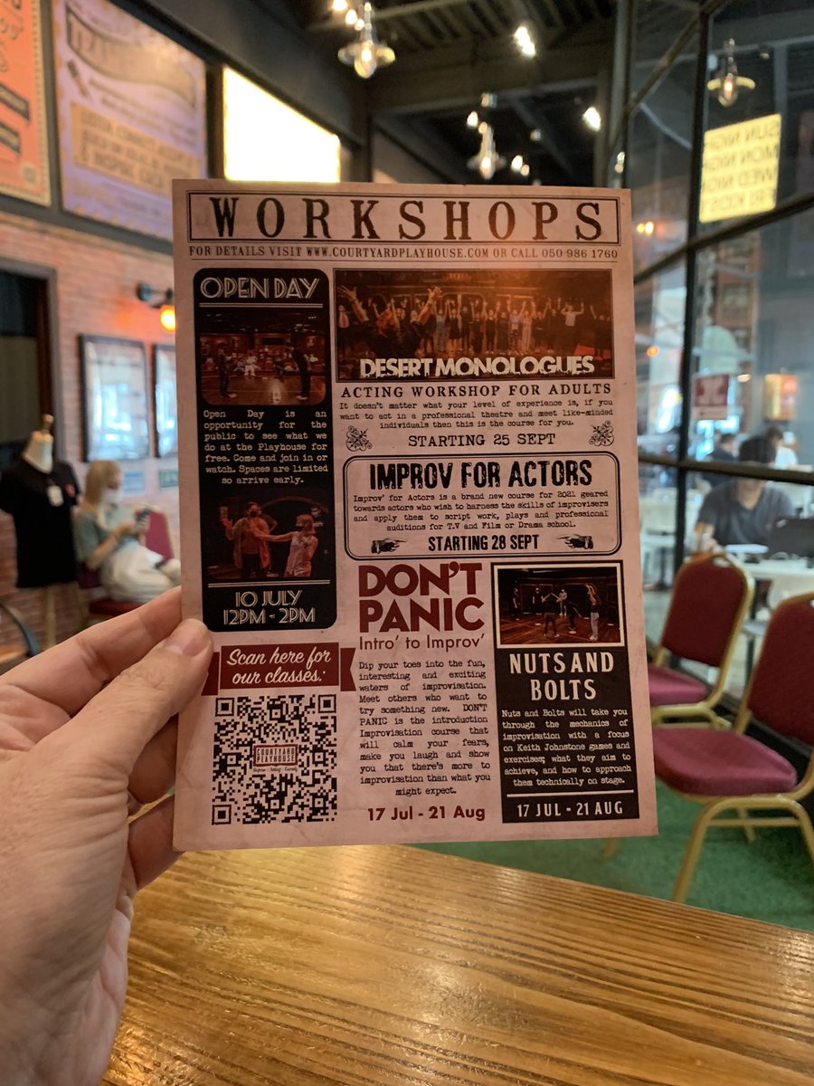 pennytmack's tweet photo. Loving the QR code access to the website on the news flyers. #dubailife #mydubai #dubaiwhatson @Court_Playhouse https://t.co/4G4Ez9OaBl