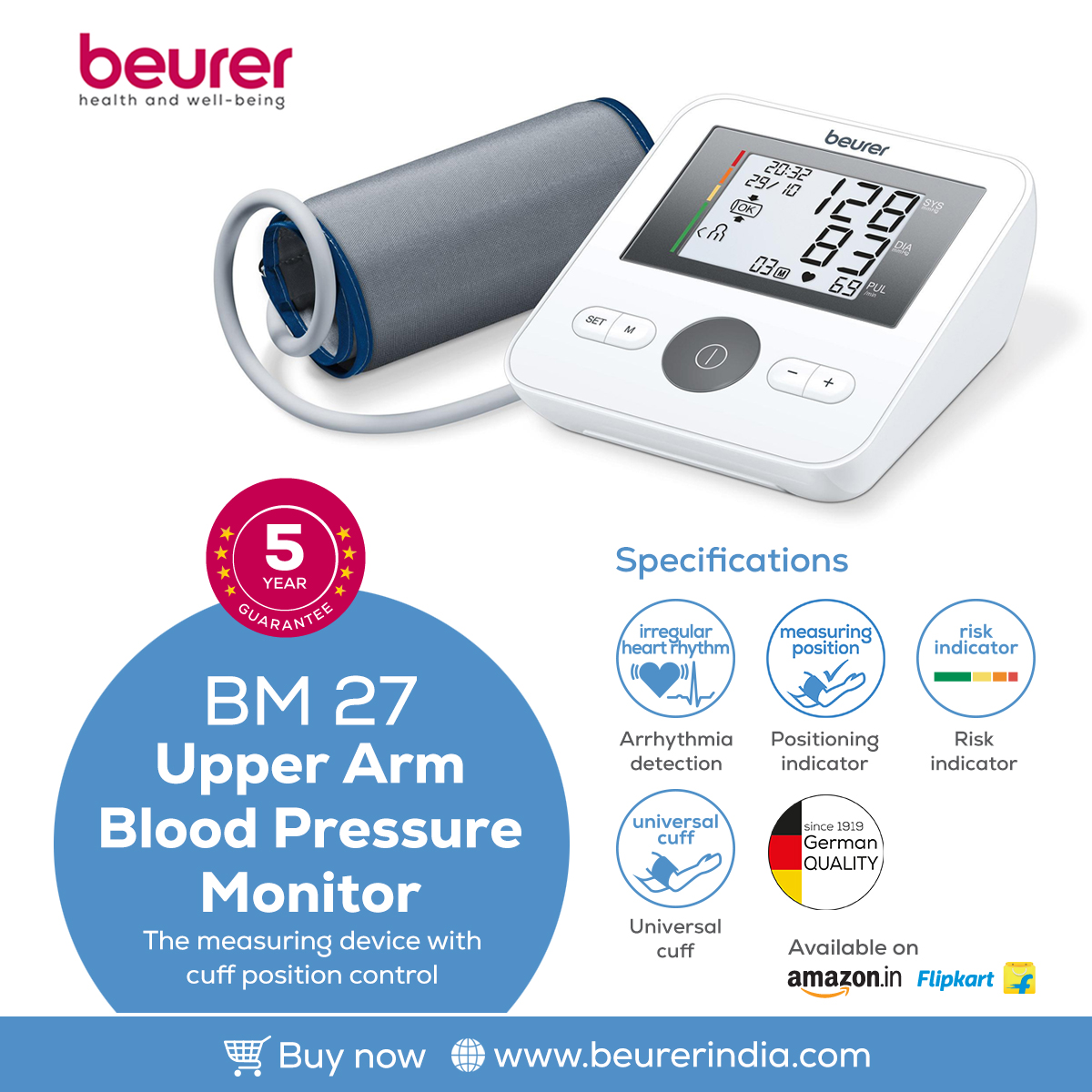 BeurerIndia on X: Beurer BM 27 blood pressure monitor is an ideal medical  device for blood pressure measurement. Exclusively available on beurer &  leading e-commerce stores #beurerindia #BM27 #Bloodpressuremonitor #BP  #bloodpressuremonitors