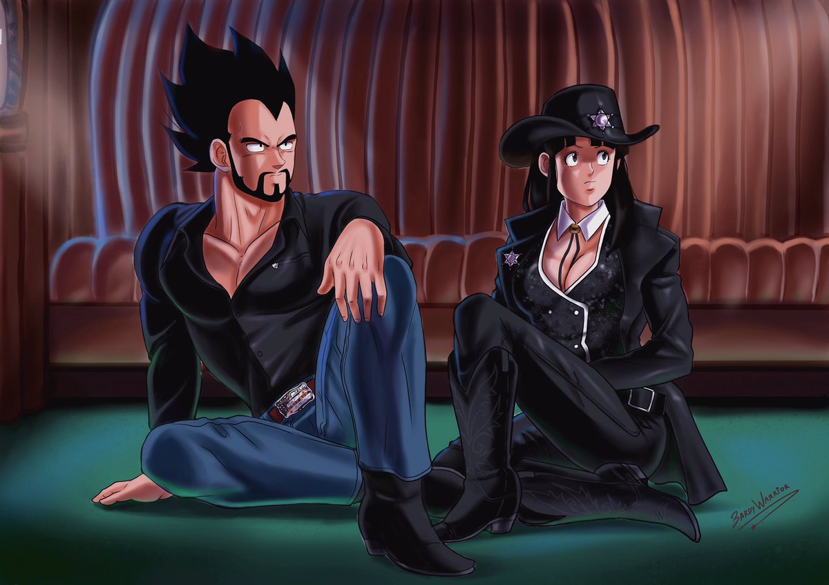 And here’s the unlikely duo! My absolute favorite interaction to write is between Vegeta and Chi-Chi 🥗🥛
Art by <a href="/lady_menta/">⚡️BardyWarrior⚡️</a> ❤️🥰
Chapter 18 of the Western AU pt 2: archiveofourown.org/works/30437235…