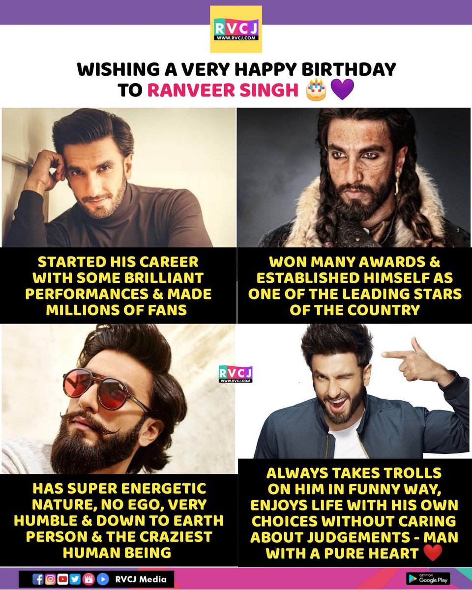 rvcjmovies's tweet photo. Birthday wishes to @RanveerOfficial 🎂🎈 #HappybirthdayRanveerSingh #RanveerSingh #Bollywood #rvcjmovies https://t.co/zIEQcMr7vE