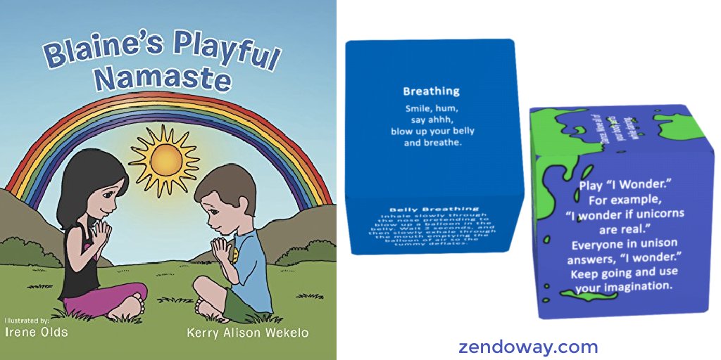 kerrywekelo's tweet photo. Kids stressed out? Blaine’s Playful Namaste book and two Zendoway cubes introduce children to breathing and playful ideas designed to open up conversation and relaxation. https://t.co/C9ZBQDimeY #namaste #breathpractice https://t.co/lUpSLjo2b7