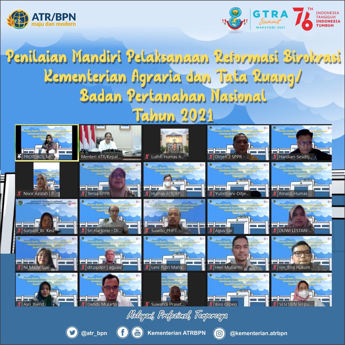 Menteri ATR/Kepala BPN: Terus Tingkatkan Pelaksanaan Reformasi Birokrasi di Kementerian ATR/BPN

simak berita selengkapnya di atrbpn.go.id/?menu=baca&kd=…