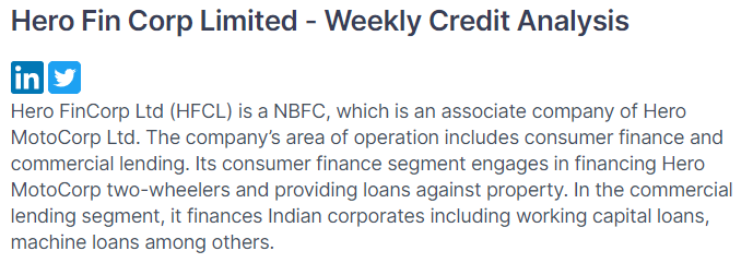 Hero Fin Corp Limited - Weekly Credit Analysis
inrbonds.com/reports/Resear…

@arjunparthasara
 
#right_mf
#Corporatebonds #capitalmarkets #MasalaBonds