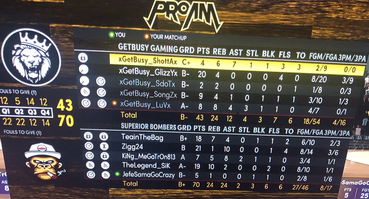 SUPERIOR BOMBERS(2-0) OVER GET BUSY GAMING(0-2) #RB #NBA2K21 #SZN2