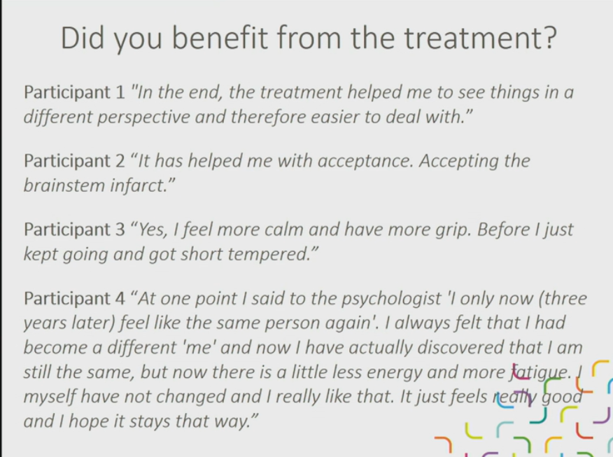 THINKFULLY_'s tweet photo. Many overlaps between #PBSplus and #ACT highlighted by the use of #metaphors.
Excellent paper presented by Joanne Rauwenhoff @LimburgBrain on four single-case experimental design studies of ACT for anxiety & depression after #BrainInjury
#NeuroRehabLorne2021 https://t.co/XftTG5bbGY