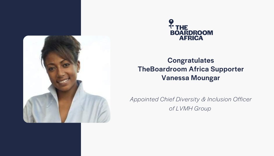 Congratulations to @VanessaMoungar, longtime @TBRAfrica supporter and former Director of Gender, Women and Civil Society at @AfDB_Group, who has been appointed Chief Diversity & Inclusion Officer @LVMH. #womeninbusiness #diversityandinclusion #dei #genderequality