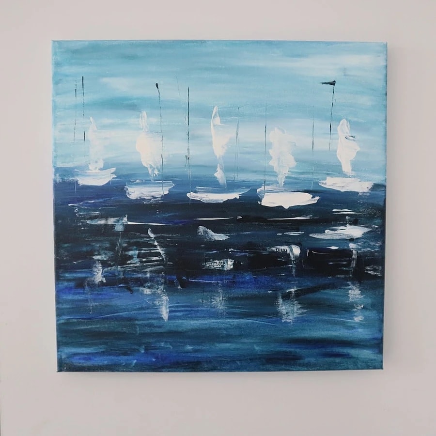 Lost At Sea - Acrylic on stretched canvas 40 X 40 cm - Abstract Sea View painting - available at 
g-o-d-a.com

#wallart #wallartforsale