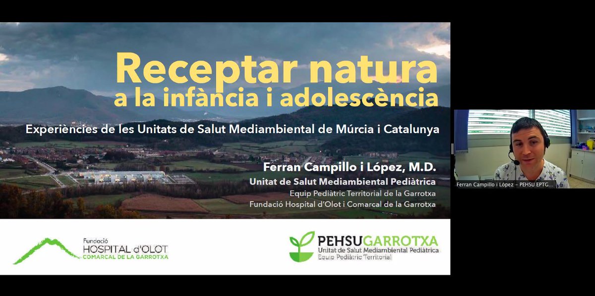 Campussalut's tweet photo. 📣 Per últim tenim a @doktorkampi, pediatre a @PEHSUGarrotxa, @hospiolot.

👉🏼 "Receptar natura a la infància i adolescència: experiències de les Unitats de Salut Mediambiental Pediàtriques de #Murcia i #Catalunya"
 
#CicleSalutNatura #FonsUECat #UdGesPatrimoni #NaturaésSalut https://t.co/XyoCzYacvQ
