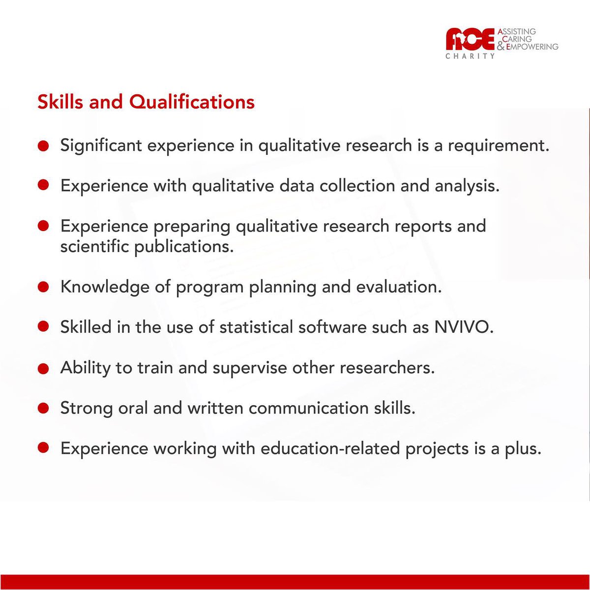 Acecharity's tweet photo. We are recruiting! Are you self-driven, dogged and professional? Do you have grit and integrity and also knows how to have fun?

We want you on our team!

Job title: Qualitative Researcher
Location: Abuja

#acecharity #jobalert #jobapplication #jobapply #abujajobs https://t.co/aLgPa001FQ