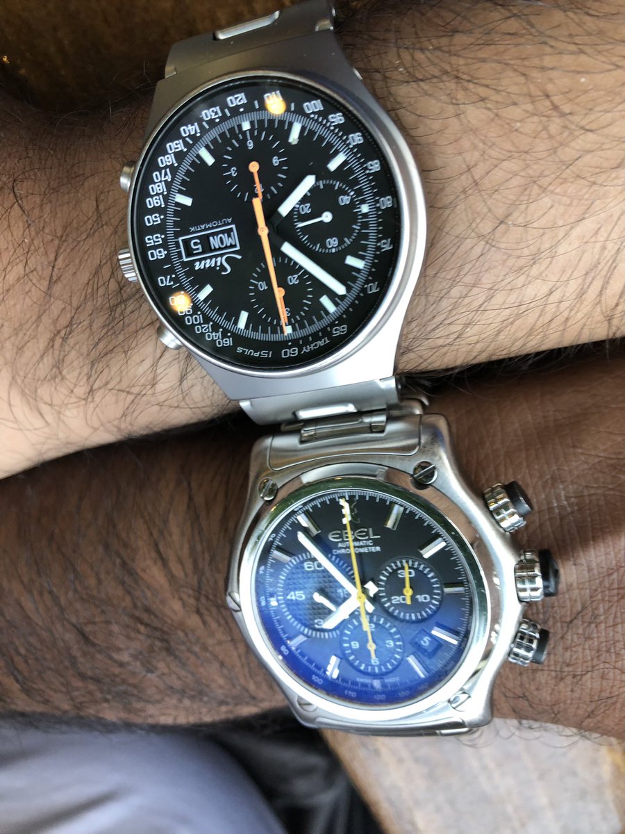 thelanjampod's tweet photo. Dinner with friend of the pod @daddyretrojs and having a Chrono summit; Sinn 144 St Sa and Ebel 1911 BTR Chrono 

#ebel #ebelwatch #ebel1911 #ebel1911chronograph #sinn #sinn144 #sinn144stsa @ebelwatch @Sinn_FFM https://t.co/EyLrWcTsiV