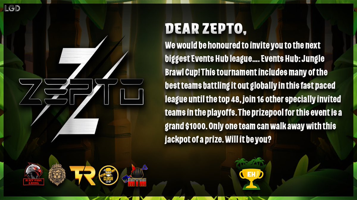Zepto (@zepto_esports) on Twitter photo Thank you for the invitation <a href="/eventshubcoc/">Events Hub</a> 🔥
We are glad to be a part of this great tournament ⚡️
#ThisIsZepto Thank you for the invitation <a href="/eventshubcoc/">Events Hub</a> 🔥
We are glad to be a part of this great tournament ⚡️
#ThisIsZepto