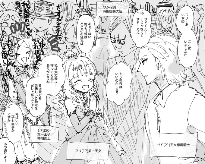 「晩餐会」

一難去った後の宴会みたいなイメージ。
サドトラは出会ったばかりの頃

#青騎士と少女 