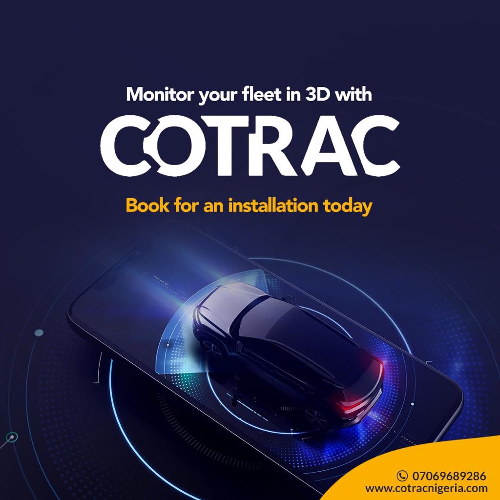 CoTracNGR's tweet photo. Get a 3D report of your car movement when you buy any CoTrac tracking device.
Send a DM or Call 07069689286 For More Information.
#COTRAC #CarTracking #CarTrackingInNigeria #CarTrackingSystem #Trackers #CarTrackerGps #hashtags #trending https://t.co/rT1kFqhpR9