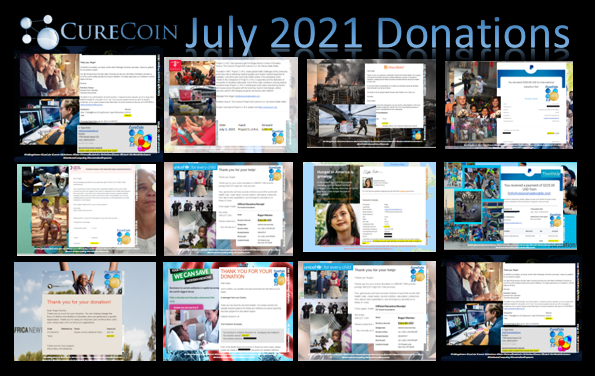 CureCoinProject's tweet image. #CurecoinProject July 2021 Donation Announcements
(see complete list in response thread)