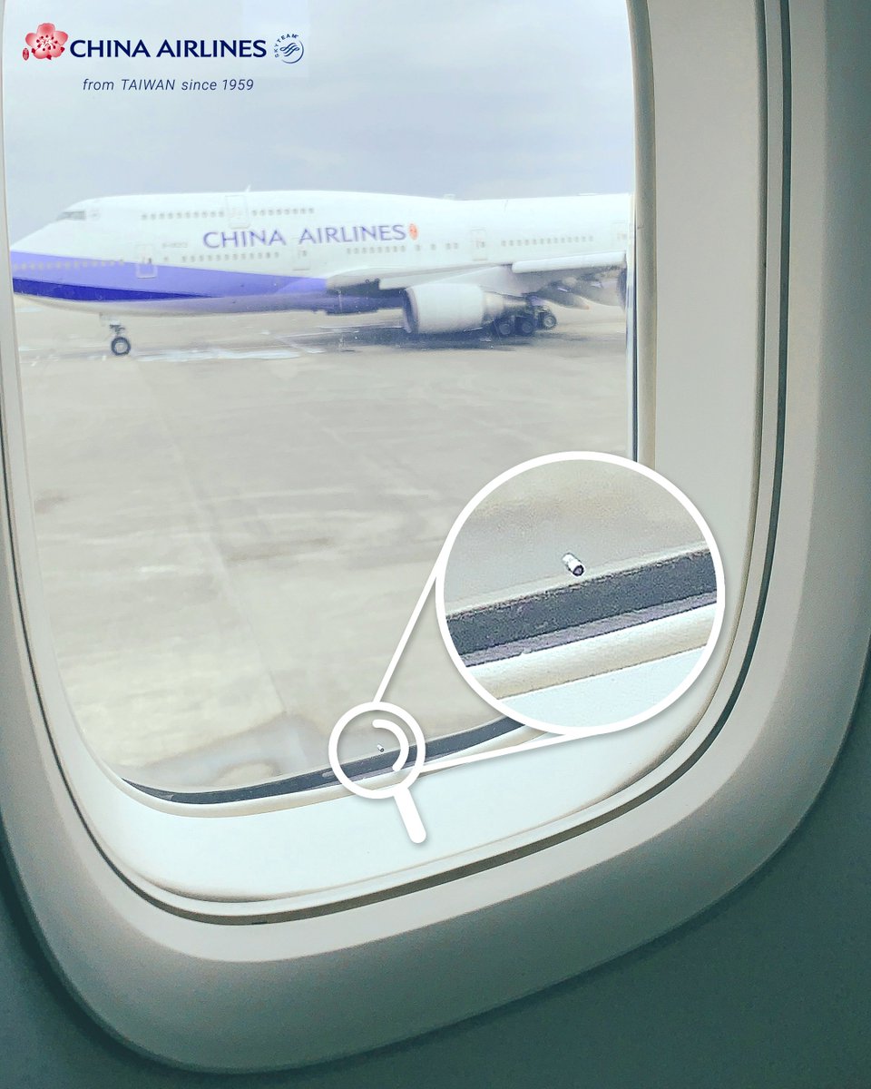 航空機部品　窓 飛行機豆知識】 飛行機の窓は3枚で構成されています。ブリードホールと