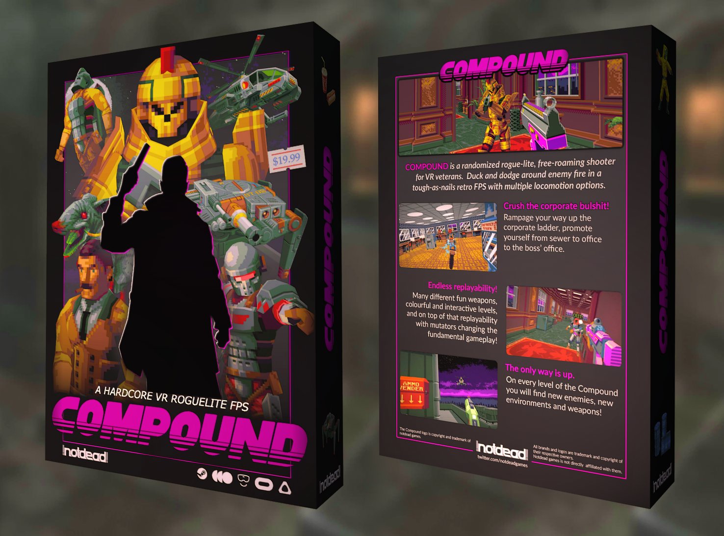 notdead on Twitter: "I designed new cover art for #compoundvr and my man  @fusedotcore made this beautiful mock big box for it using his amazing 'game  box 3D' app. I'm tempted to