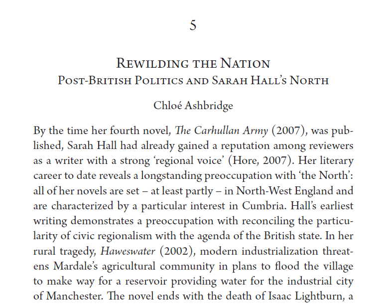 ChloeAshbridge's tweet image. Great to receive the proofs of my chapter for an essay collection on Sarah Hall for @gylphi's  @criticalessays series. Looking forward to seeing the book published soon!
