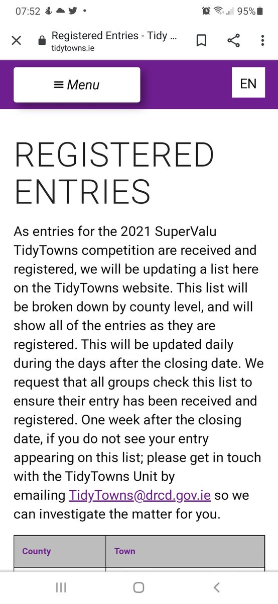 TidyTownsIre's tweet photo. We are currently registering all the entries for the 2021 @SuperValuIRL TidyTowns Competition &amp; are updating a list on our website every day https://t.co/n1ZcsCBNfE

If you don't see your entry on the list by Monday, 12 July please contact the TidyTowns Unit

#tidytowns21 https://t.co/tXidwoI3YX