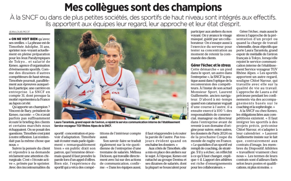 keneo_france's tweet photo. "On ne voit bien qu'avec ses oreilles", @TimotheeAdolphe  salarié de Keneo et sportif de haut niveau, nous apprend à écouter la parole de l'autre. Très bel article le Parisien éco. @LPEco_IPJ https://t.co/nbqTVOMJYw